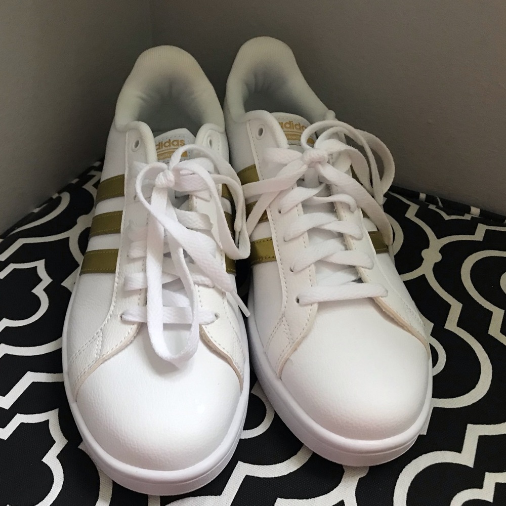 adidas gold striped sneakers